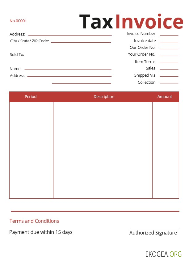 Modèle de facture de taxe commerciale